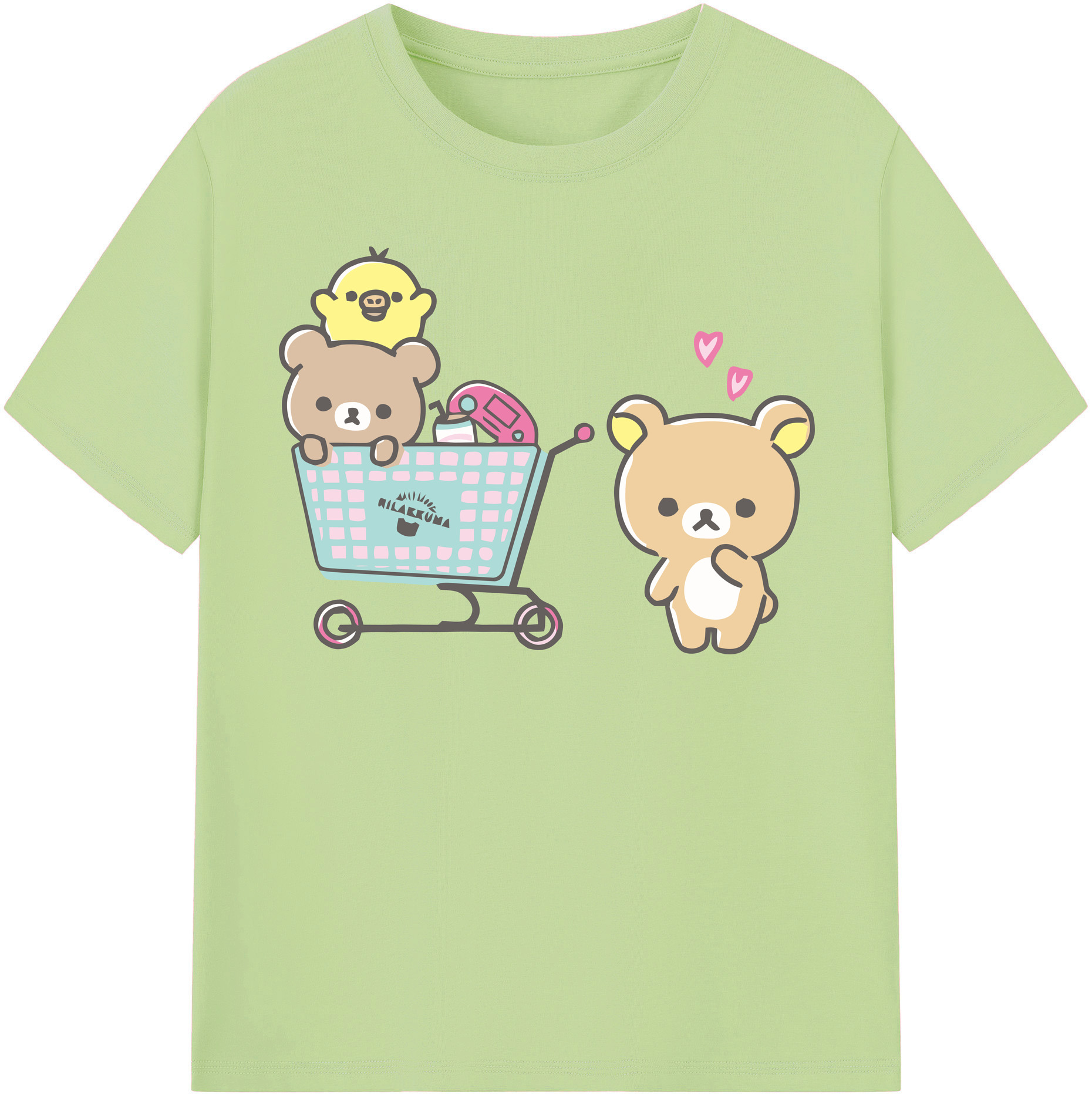 （画像用） リラックマ リラックマ キイロイトリ Rilakkuma Korilakkuma Kiiroitori 綿100％半袖Tシャツ（フロントプリント）